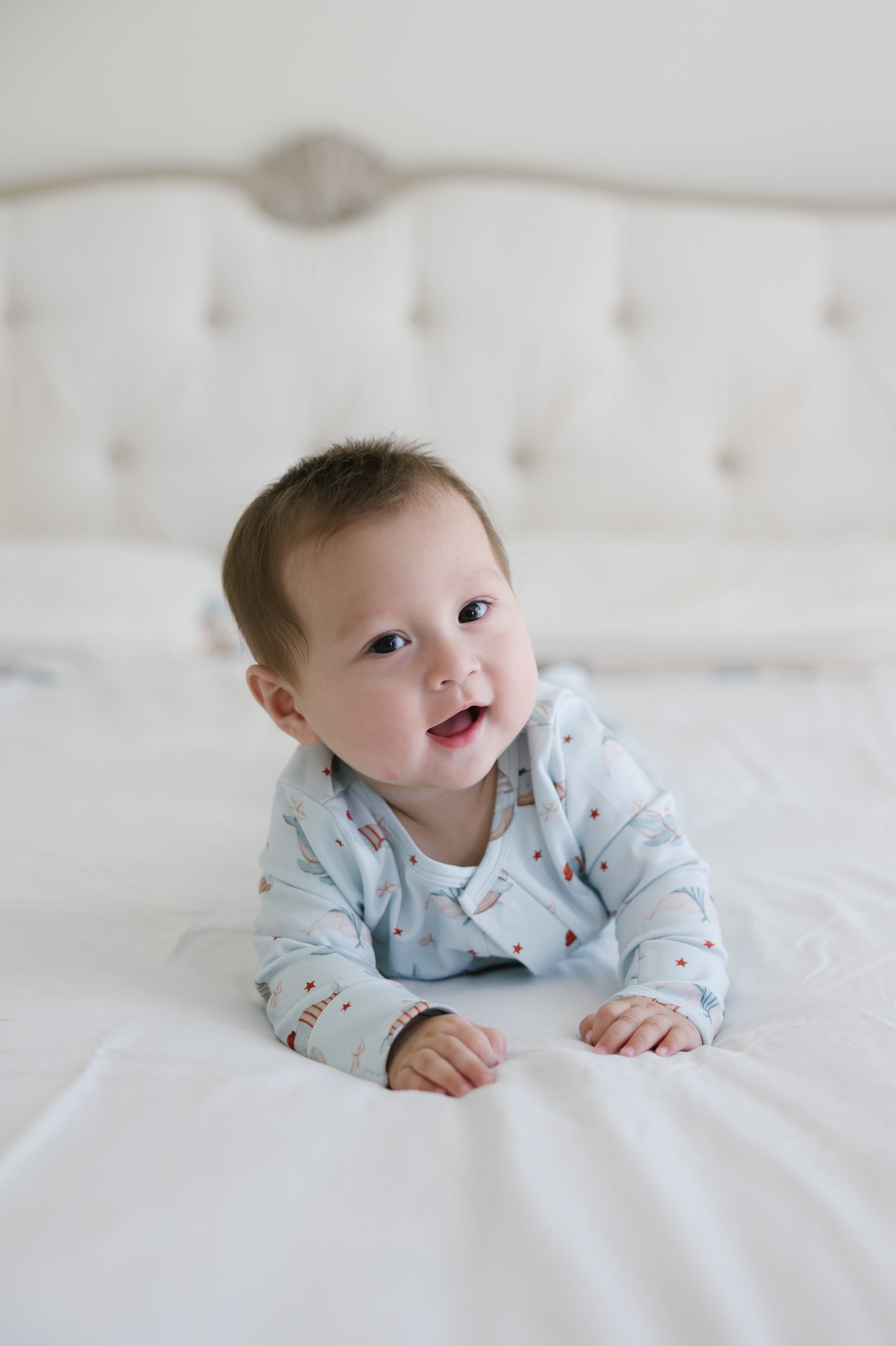 Magnetic Ocean Whales Baby Growsuit