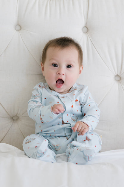 Magnetic Ocean Whales Baby Growsuit