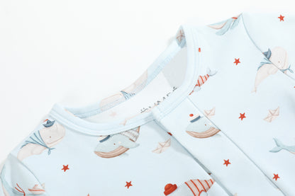 Magnetic Ocean Whales Baby Growsuit