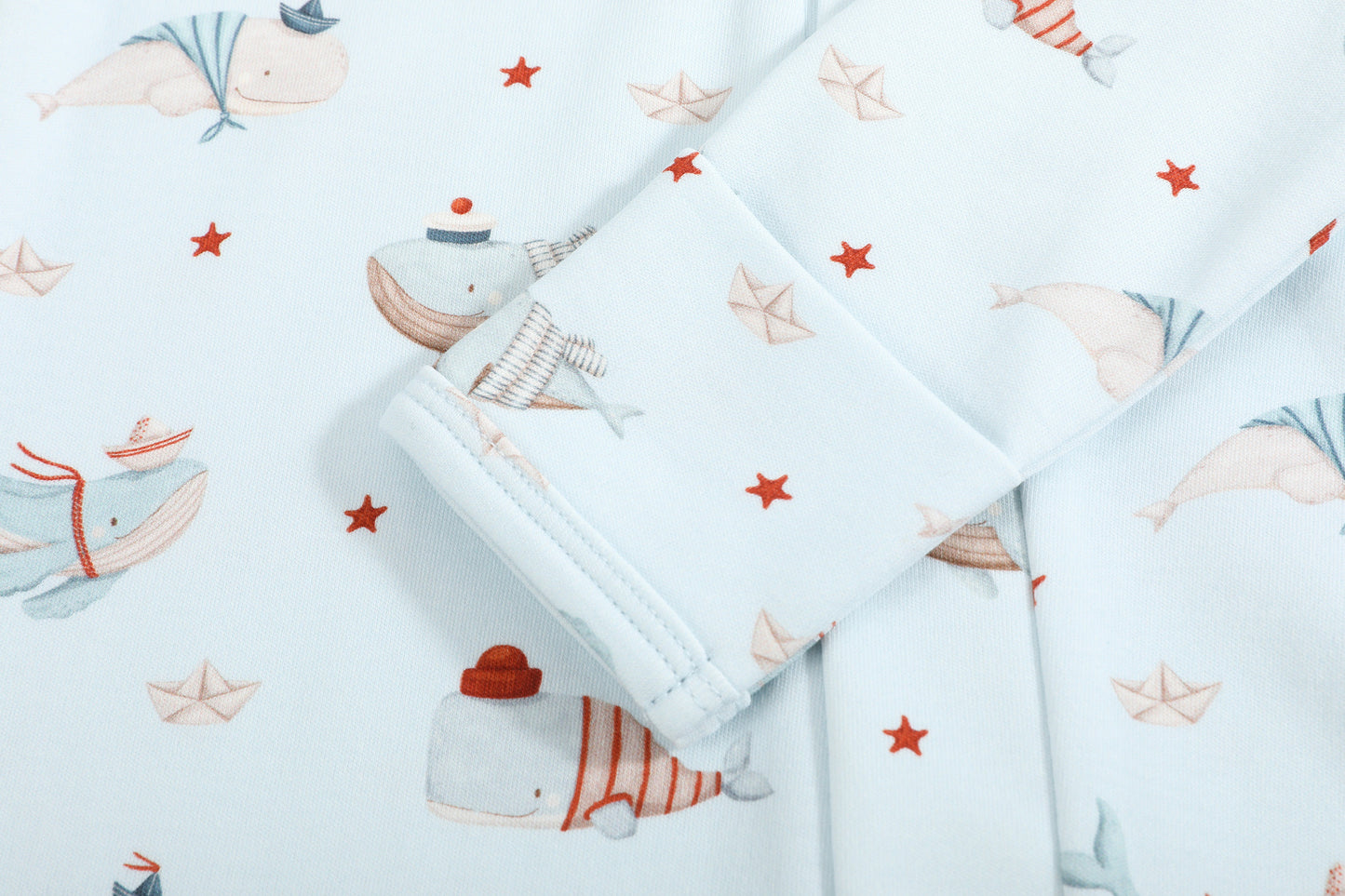 Magnetic Ocean Whales Baby Growsuit