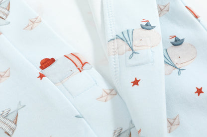 Magnetic Ocean Whales Baby Growsuit