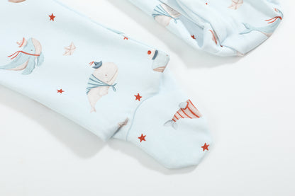 Magnetic Ocean Whales Baby Growsuit