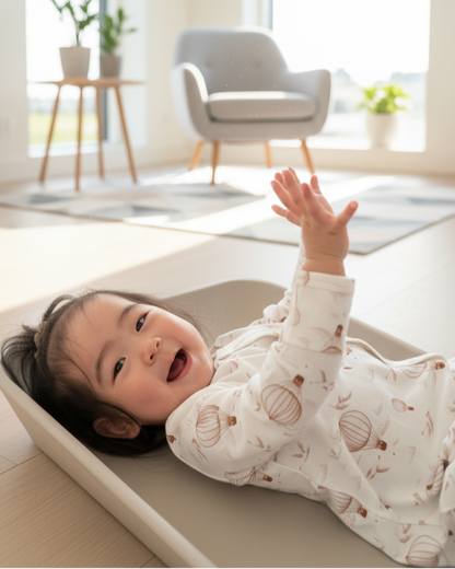 hot air balloon pattern baby onsie