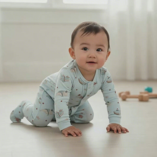 Magnetic Ocean Whales Baby Growsuit